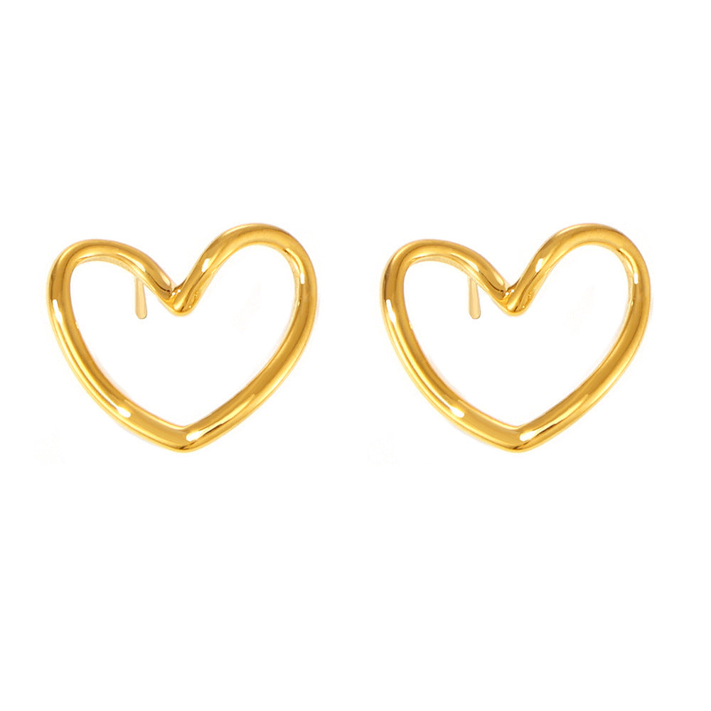 Wholesale Love Titanium Steel PVD Electroplated Niche Simple Elegant Earrings